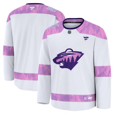  Minnesota Wild Fanatics Hockey Fights Cancer Practice Jersey - White