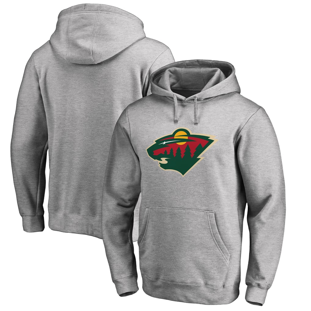 Minnesota Wild Primary Team Logo Fleece Fitted Pullover Hoodie - Heather Gray