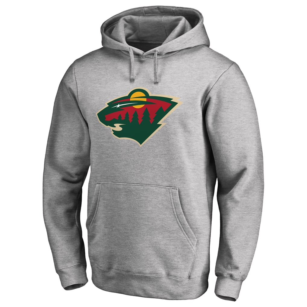 Minnesota Wild Primary Team Logo Fleece Fitted Pullover Hoodie - Heather Gray