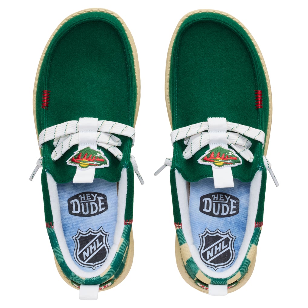 Men's Minnesota Wild Hey Dude Green Wally Funk Casual Slip-On Shoes