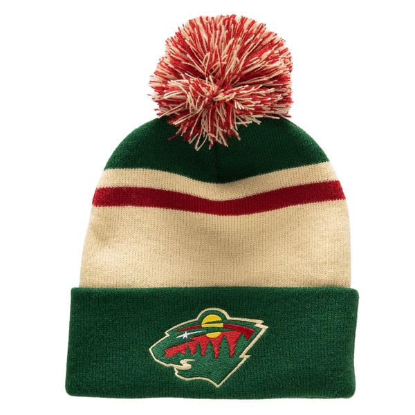 Minnesota Army National Guard Stripped Cuffed Knit Beanie w/Pom Pom Minnesota Wild -  main image 3