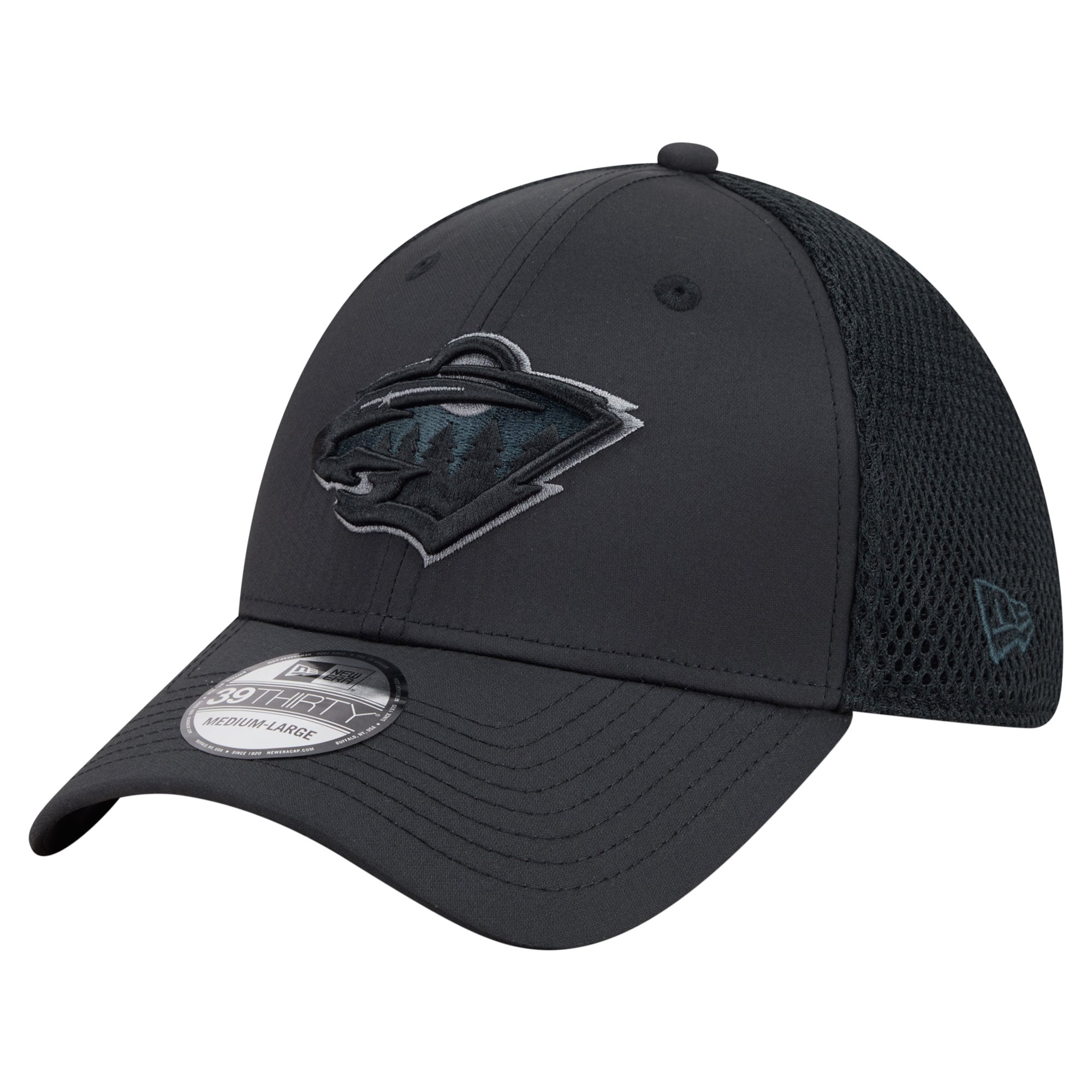 New Era Minnesota Wild Black Blackout 39THIRTY Stretch Hat
