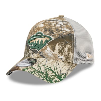 Minnesota Wild New Era Real Tree A-Frame 9FORTY Adjustable Trucker Hat - Camo