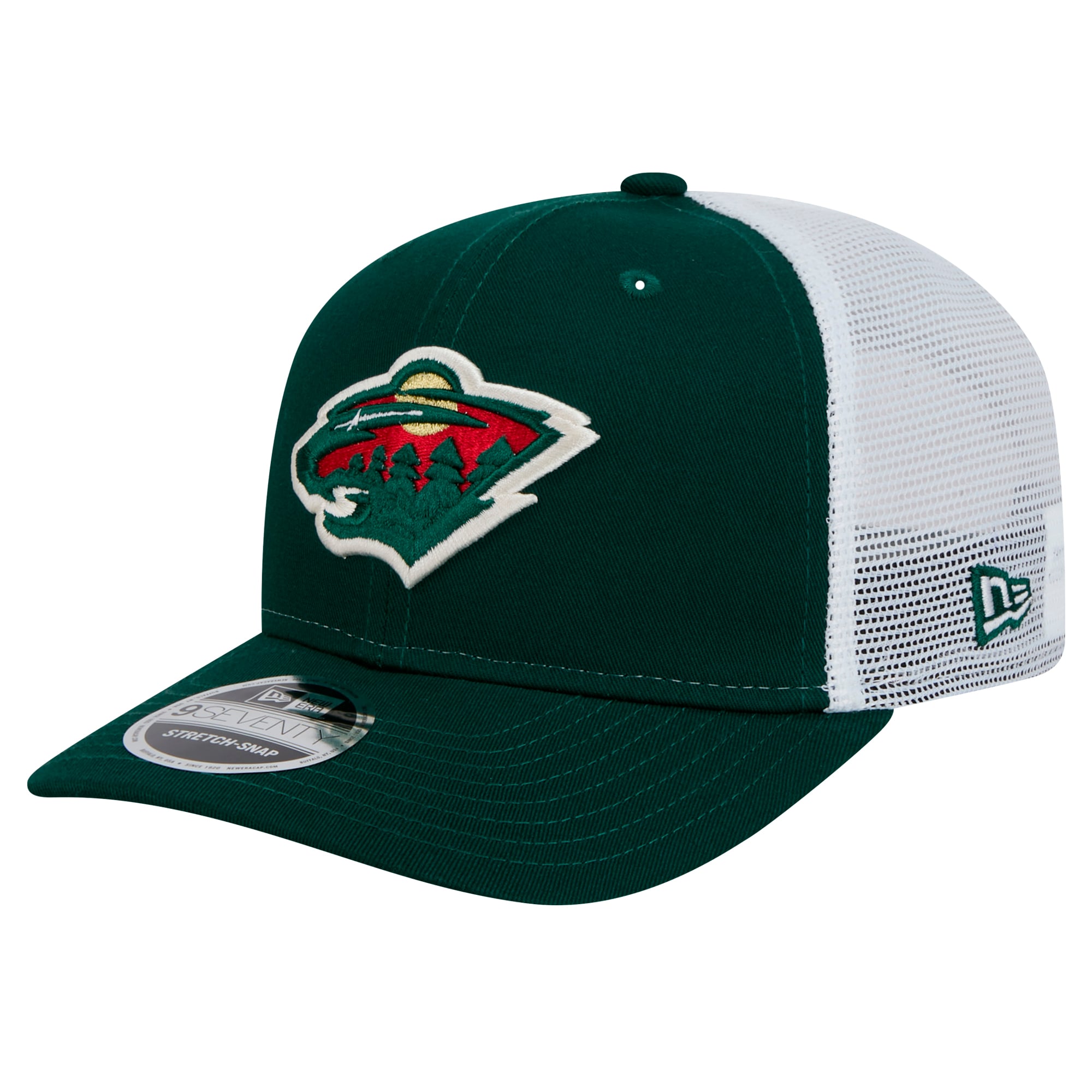 NHL Minnesota Wild Embroidered Logo Trucker Mesh Snapback Cap Hat Unisex Minnesota Wild Snapback Trucker Cap - Leather Patch - Iowa  main image 2