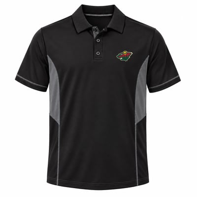 Minnesota Wild Profile Big & Tall Color Block Panel Polo - Black/Charcoal