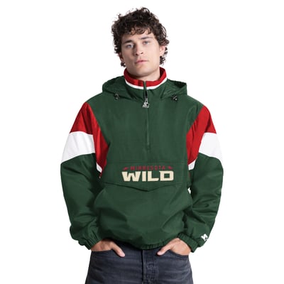 Minnesota Wild Starter Half-Zip Hooded Jacket - Green