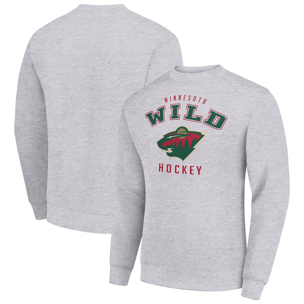  Minnesota Wild Men's Starter Team Logo Fleece Pullover Sweatshirt - Heather Gray