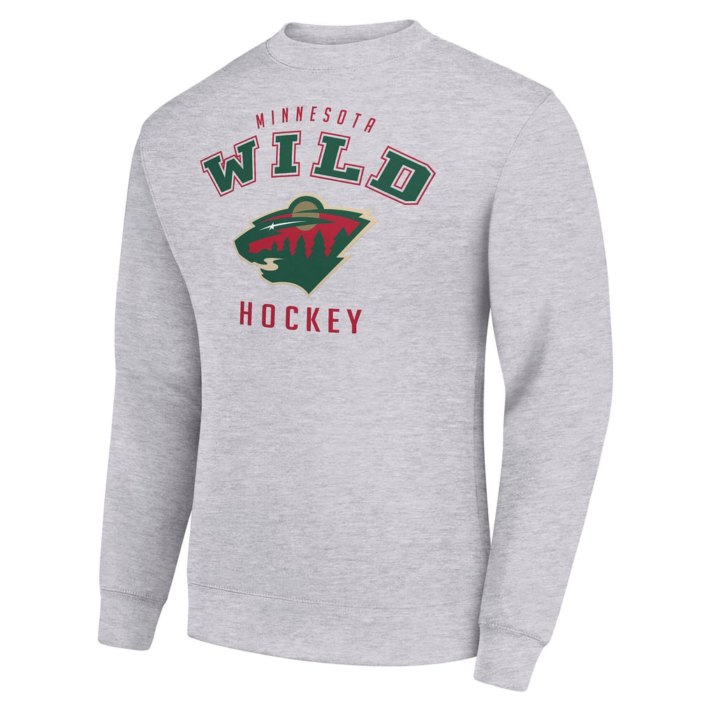  Minnesota Wild Men's Starter Team Logo Fleece Pullover Sweatshirt - Heather Gray