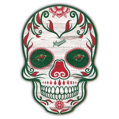 Minnesota Wild 12'' Sugar Skull Sign