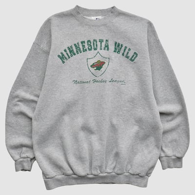 Minnesota Wild Logo Athletic 2000s Pullover Sweatshirt - Gray - S by Fanatics Real Vintage