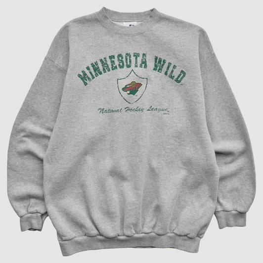 Minnesota Wild Logo Athletic 2000s Pullover Sweatshirt - Gray - S by Fanatics Real Vintage