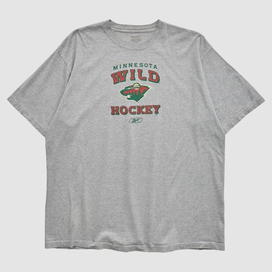 Minnesota Wild Reebok 2000s T-shirt - Heather Gray - 2XL by Fanatics Real Vintage