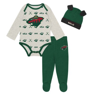  Minnesota Wild Outerstuff Newborn Huddles and Giggles Three-Piece Set - Heather Gray