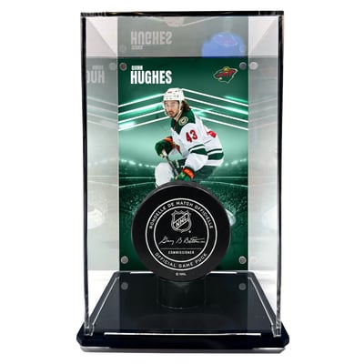 Quinn Hughes Minnesota Wild Fanatics Authentic Tall Puck Display Case with Image