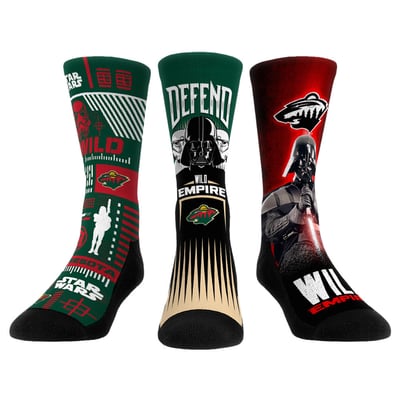  Minnesota Wild Rock Em Unisex Star Wars Three-Pack Crew Socks Set - Forest Green