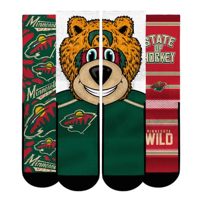  Minnesota Wild Rock Em Unisex Fan Favorites Three-Pack Crew Socks Set - Red