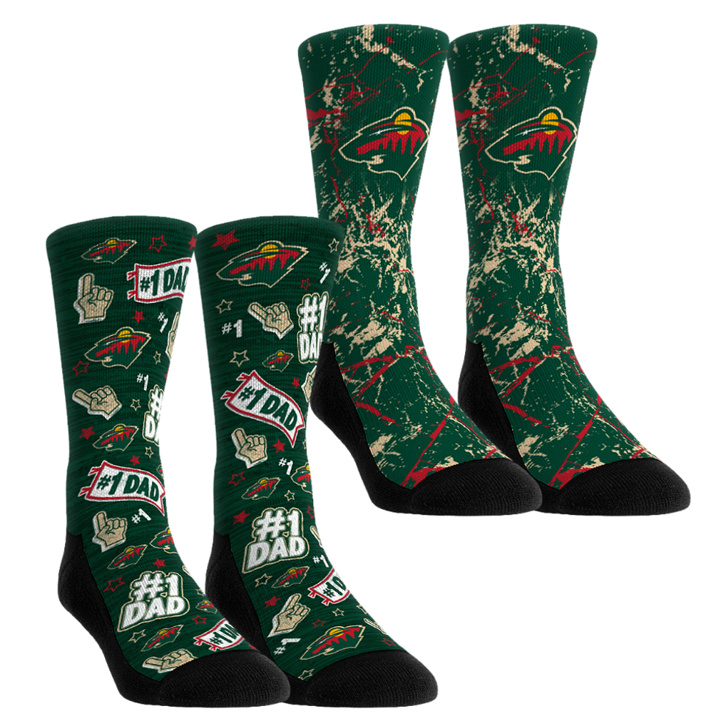 Minnesota Wild Rock Em Socks Unisex Number 1 Dad 2-Pack Crew Socks