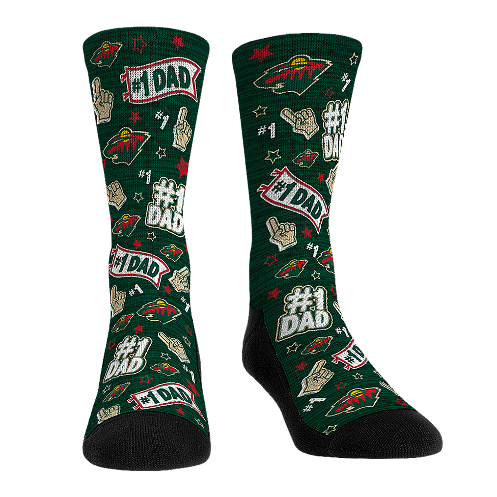 Minnesota Wild Rock Em Socks Unisex Number 1 Dad 2-Pack Crew Socks