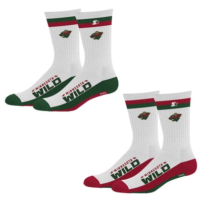  Minnesota Wild Starter Unisex Two-Pack Stripe Top End Crew Socks