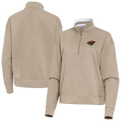 Minnesota Wild Antigua Women's Goddess Half-Zip Pullover - Tan