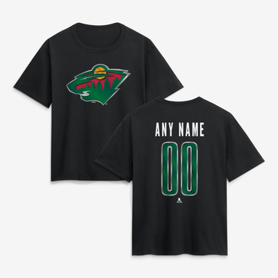 Minnesota Wild Women's Forged Mascot Personalized Name & Number T-Shirt - Black