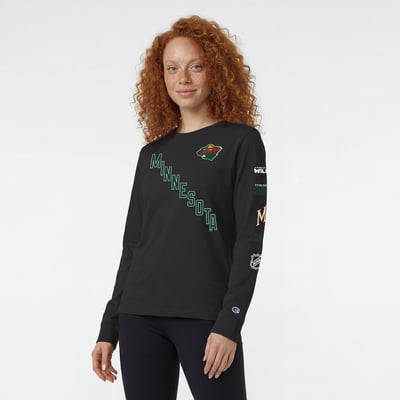  Minnesota Wild Champion Women's Long Sleeve T-Shirt - Black