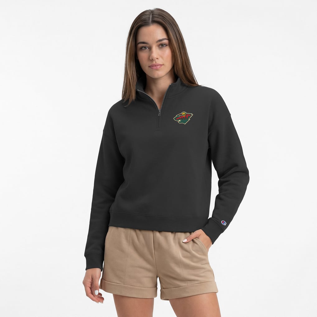  Minnesota Wild Champion Women's Powerblend Quarter-Zip Sweatshirt - Black