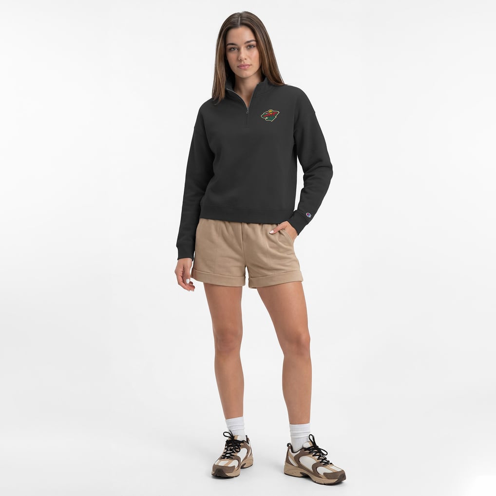  Minnesota Wild Champion Women's Powerblend Quarter-Zip Sweatshirt - Black