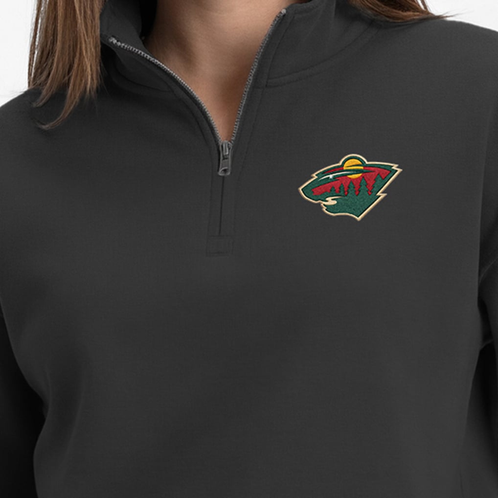  Minnesota Wild Champion Women's Powerblend Quarter-Zip Sweatshirt - Black