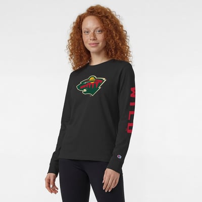  Minnesota Wild Champion Women's Team Logo Long Sleeve T-Shirt - Black