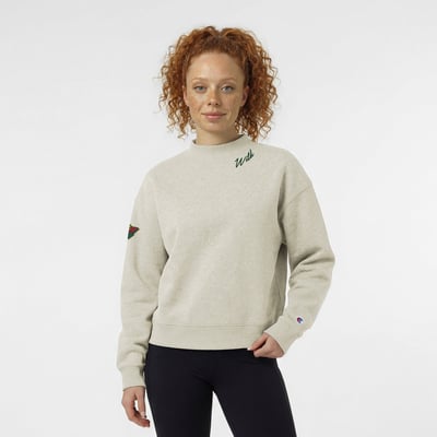  Minnesota Wild Champion Women's Collar Script Triumph Tri-Blend Fleece Sweatshirt - Oatmeal