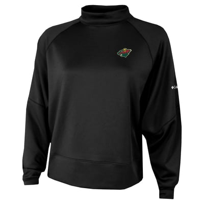  Minnesota Wild Columbia Women's Par Performance Mock Neck Raglan Dolman Sweatshirt - Black