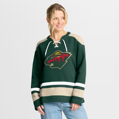  Minnesota Wild Fanatics Women's Icing Long Sleeve Lace Up Sweatshirt - Green