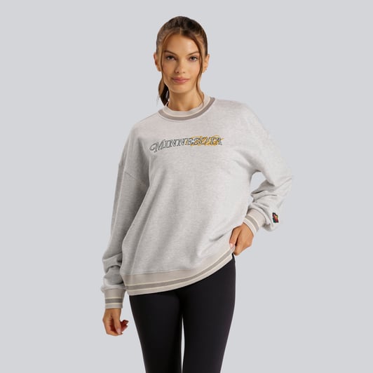 Minnesota Wild lululemon Women's Perfectly Oversized Hip-Length Ringer Sweatshirt - Heathered Core Ultra Light Grey