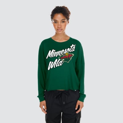  Minnesota Wild New Era Women's Oversized Boxy Long Sleeve T-Shirt - Green