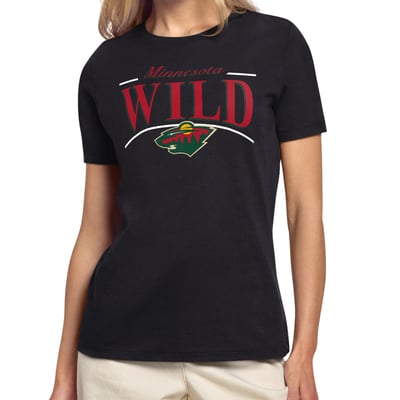 Minnesota Wild Starter Women's Arch Stripe T-Shirt - Black