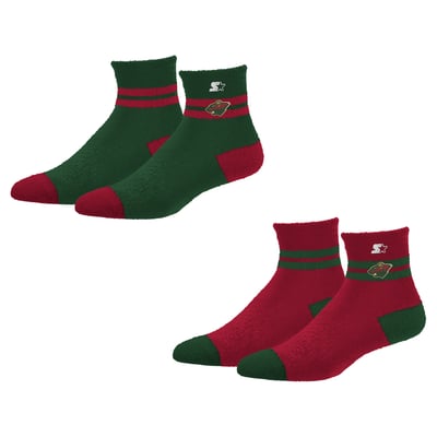 Minnesota Wild Starter Women's Cozy Cuff Stripes Quarter-Length Plush Socks