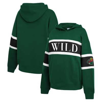  Minnesota Wild WEAR by Erin Andrews Women's Colorblock Stripe Hoodie - Green