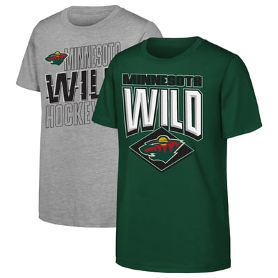 Minnesota Wild Outerstuff Youth Trench Kings 2-Pack T-Shirt Set - Green/Gray