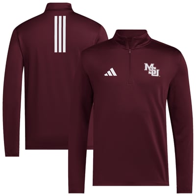  Mississippi State Bulldogs adidas Interlock Logo Quarter-Zip Pullover - Maroon