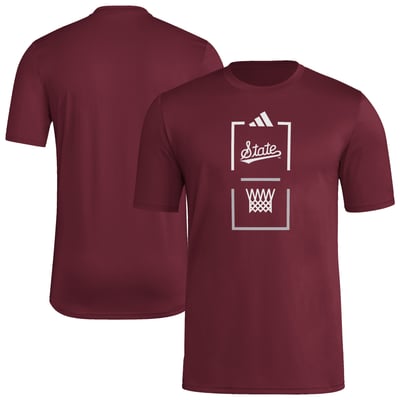  Mississippi State Bulldogs adidas On-Court Pregame T-Shirt - Maroon