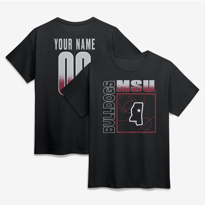 Mississippi State Bulldogs Big & Tall Home Court Pop Personalized Any Name & Number T-Shirt - Black