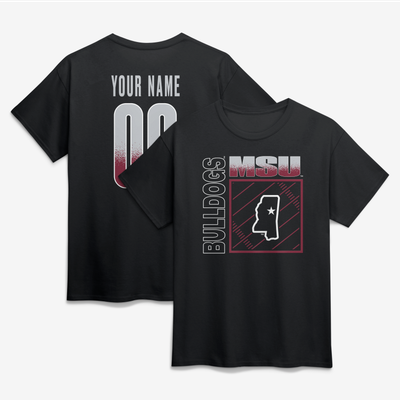 Mississippi State Bulldogs Big & Tall Home Field Pop Personalized Any Name & Number T-Shirt - Black