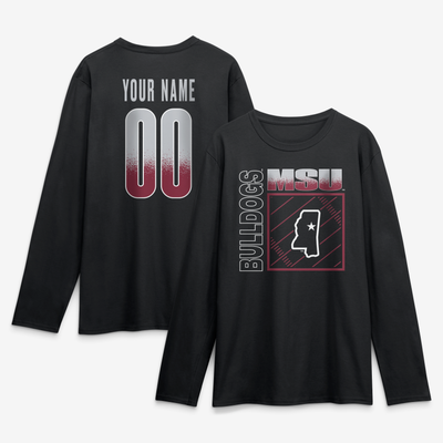 Mississippi State Bulldogs  Home Field Pop Personalized Any Name & Number Long Sleeve T-Shirt - Black