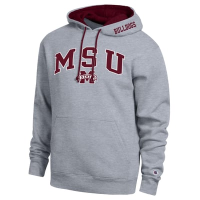  Mississippi State Bulldogs Champion Arch Tackle Twill Hoodie - Heather Gray