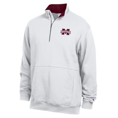  Mississippi State Bulldogs Champion Fleece Quarter-Zip Pullover - White