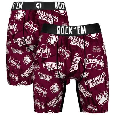  Mississippi State Bulldogs Rock Em All Over Logo Boxer Briefs - Maroon