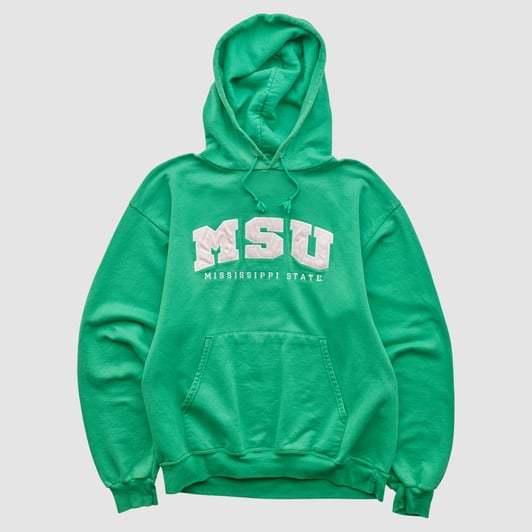 Mississippi State Bulldogs Champion 2000s Hooded Pullover Sweatshirt - Green - S by Fanatics Real Vintage