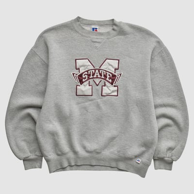 Mississippi State Bulldogs Russell 90s Pullover Sweatshirt - Charcoal - S by Fanatics Real Vintage
