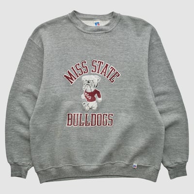 Mississippi State Bulldogs Russell 90s Pullover Sweatshirt - Heather Gray - S by Fanatics Real Vintage